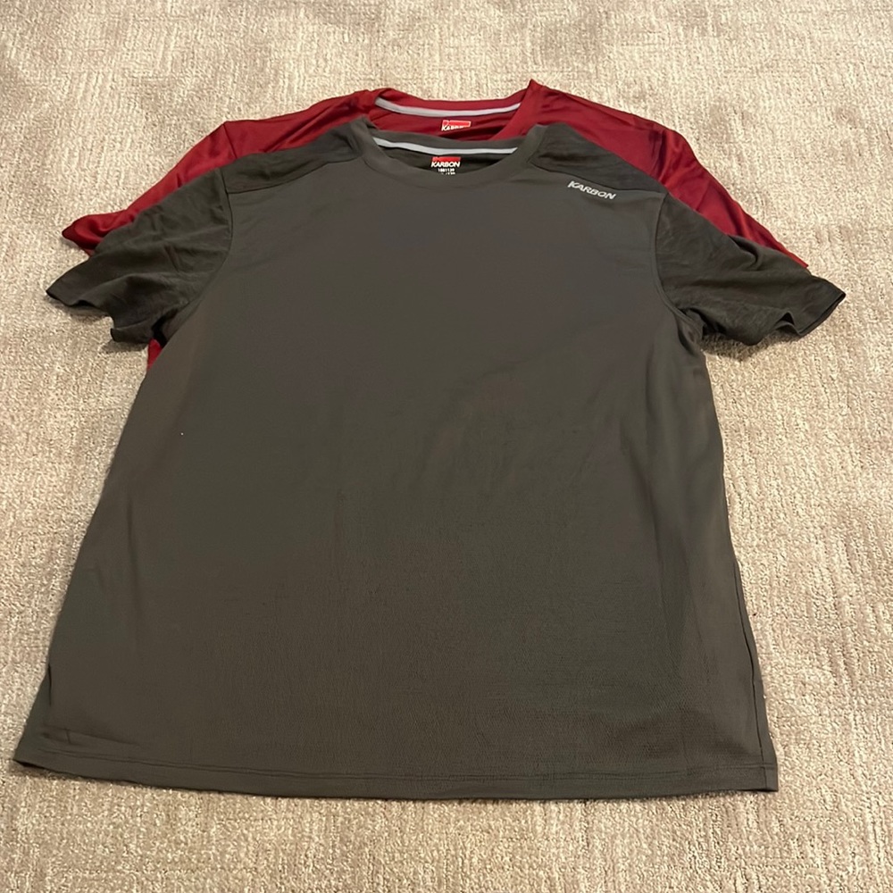 Set of 2 NWOT Karbon Active Tee Men's XXL, red & grey